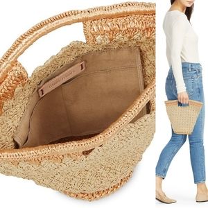 Carrie Forbes Lily Raffia Top Handle Bag Natural Gold